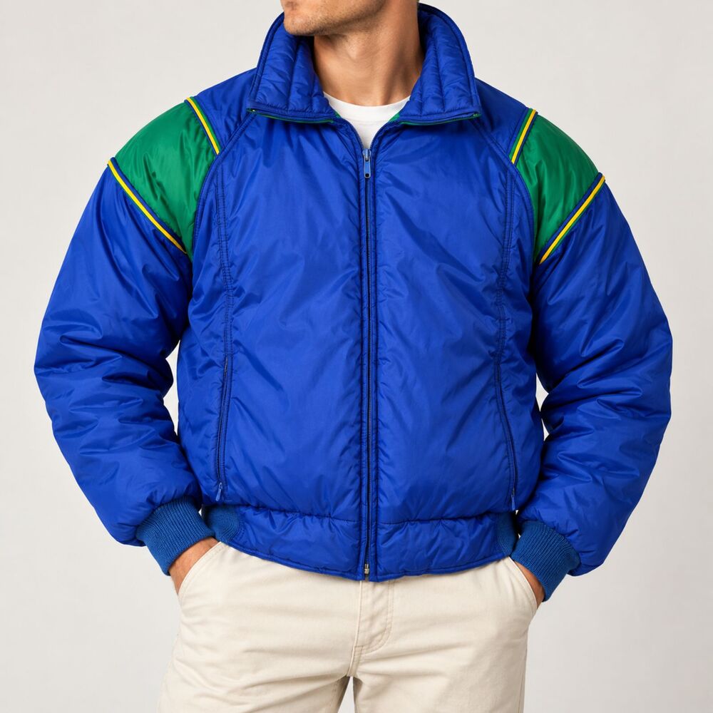 Vintage 80's Natural High Down Puffer Ski Jacket Mens Size M Colorblock Gorpcore